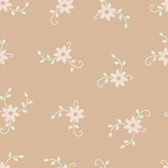 Ditsy seamless pattern. Small flower pattern background. Botanic surface design. Floral vector in spring or summer. Elegant template for fabric, wallpaper, stationery, wrapping, card, and phone cases.