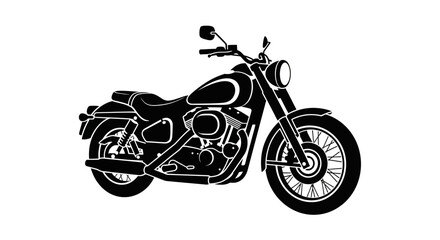 Fototapeta premium Classic Cruiser Motorcycle Silhouette Black and White Vector Illustration.