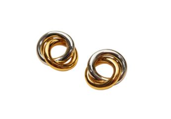 Two gold and silver tone intertwined circular earrings