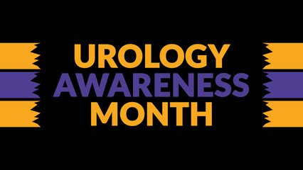 Urology Awareness Month text with side lines on a black background. Which is observed every year in September to celebrate and wish Urology Awareness Month.