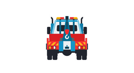 Flat Icon of a Red and Blue Tow Truck.