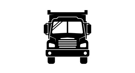 Fototapeta premium Front View Icon of a Black Dump Truck.