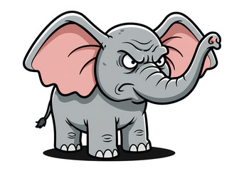 Naklejka premium Cartoon Illustration of an Angry Elephant isolated on transparent background