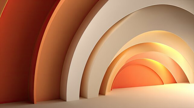 Abstract arches, warm colors, layered