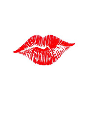 kissing lipstick mark isolated on transparent background