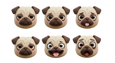 Obraz premium Pug dog expressions illustrations