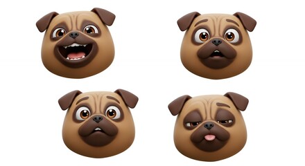 Obraz premium Pug dog expressions set