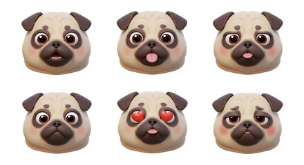 Obraz premium Pug dog expressions set