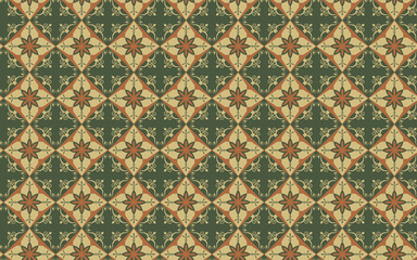 Decorative seamless pattern green and orange for background, Decoration Seamless Pattern, Decoration Seamless Pattern PNG file.
