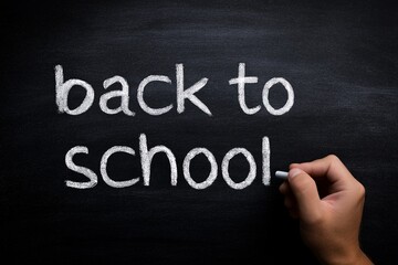 Fototapeta premium back to school chalkboard, hand writing message, education concept for classroom design