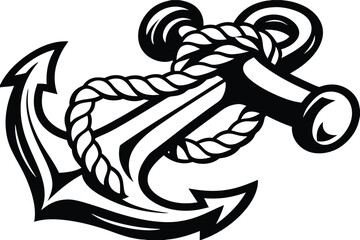 Anchor with Rope Nautical Marine Maritime Symbol on a White Background