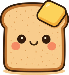 Happy Toast With Butter Cartoon