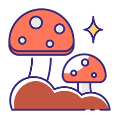 This Mushroom icon is suitable for Fall Season, etc.