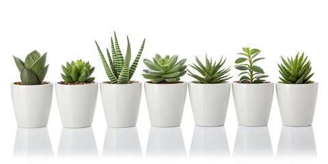 Obraz premium green plant in a pot , A collection of various potted succulent and house plants