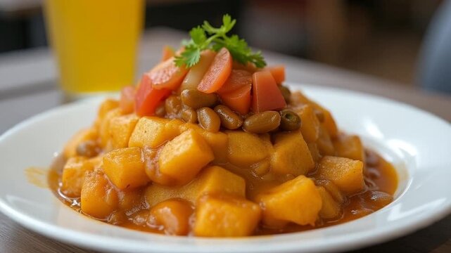  Mofongo (Puerto Rico) repeated served authentically on a plate
