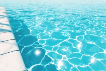 Obraz premium Turquoise pool water, light reflecting on rippled surface, light gray pool edge
