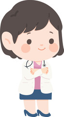 Cartoon Illustration of a Female Doctor