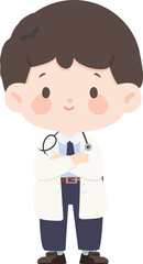 Cartoon Illustration of a Doctor with Stethoscope