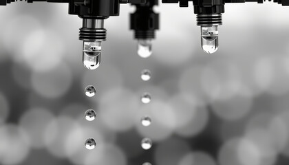 Precision irrigation system close-up agricultural field photo outdoor eye-level water management technology