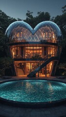 Three story house shape of heart