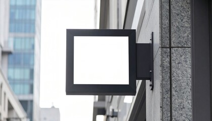 Fototapeta premium Blank Square Store Sign Mockup on Modern Building Exterior