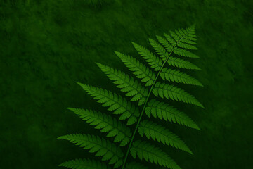 Lush rainforest scene featuring vibrant moss and fungal growth on fern surfaces
