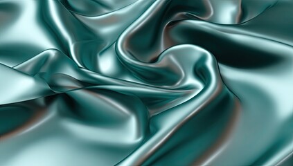 Obraz premium Teal silk fabric, draped in soft folds