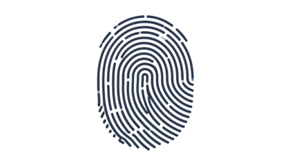 Fingerprint scan icon in digital style, isolated on transparent background