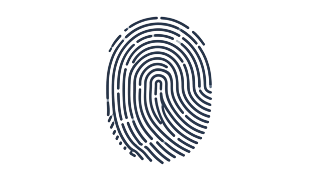 Fingerprint scan icon in digital style, isolated on transparent background