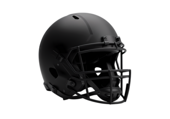 Black Football Helmet Side Profile isolated on transparent background