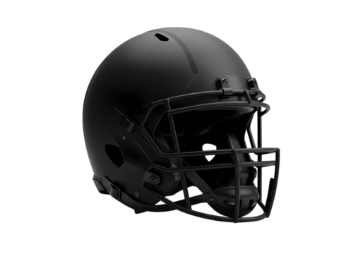 Black Football Helmet Side Profile isolated on transparent background