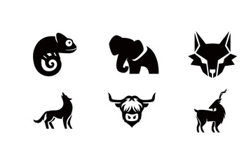 Animal Silhouette Logos: Chameleon, Elephant, Wolf, and More