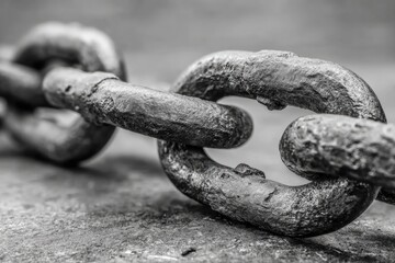 Close-up of weathered metal chain links