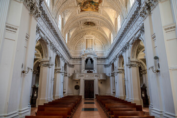 Built between 1785 and 1798 by the Ticino architect Pietro Maggi. It has a neoclassical Louis XVI interior and a facade built only at the end of the nineteenth century.