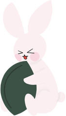 Chuseok rabbit with songpyeon illustration. Great for seasonal cards, holiday designs, and posters