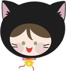 Halloween black cat character illustration pack with different emotions :  upset, zone out, excited, happy. Great for cards, posters, and sticker packs.