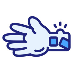 Broken hand blue style icon