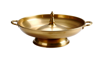 Korean high quality brass tableware on the transparent background.