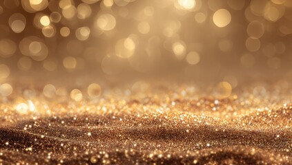 Golden glitter background with bokeh
