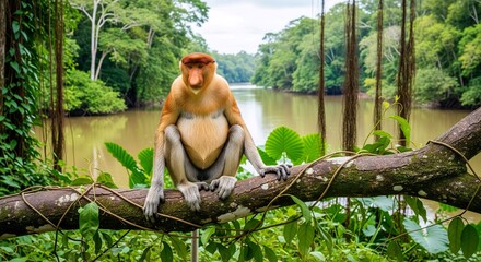 Fototapeta premium Proboscis Monkey by River