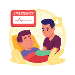 A medical professional attends to a patient in an emergency situation. flat illustration