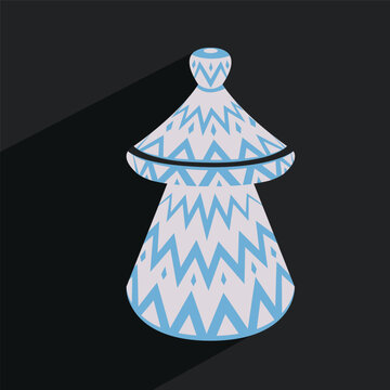 Ethiopian Mesob Icon &ndash; Traditional Woven Basket Flat Vector with Long Shadow