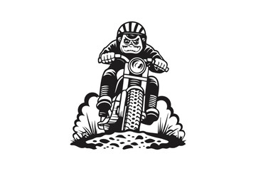 Biker Trail Circle Logo With Mountain and Rider On White Background