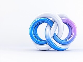 Abstract blue, white, purple infinity knot design, isolated on white background.  Concept for connection