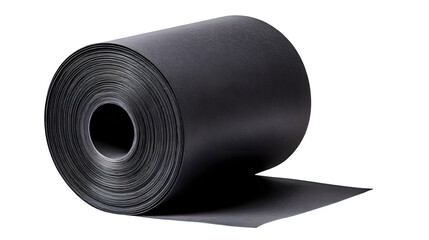 Black filled receipt paper roll, isolated on white,