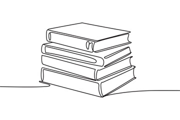 Stack of Books Continuous Line Drawing