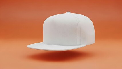 Minimalist White Hiphop Cap Mockup – Blank Customizable Flat Brim Hat Design for Branding