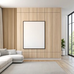 Living room interior house floor template background frame mock up design copy space 3d render