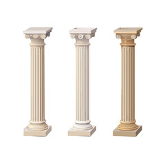 Set Of Classic Stone Pillar Of Roman Or Greece Architecture