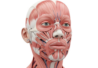 Detailed anatomical illustration of human facial muscles, perfect for medical and educational uses